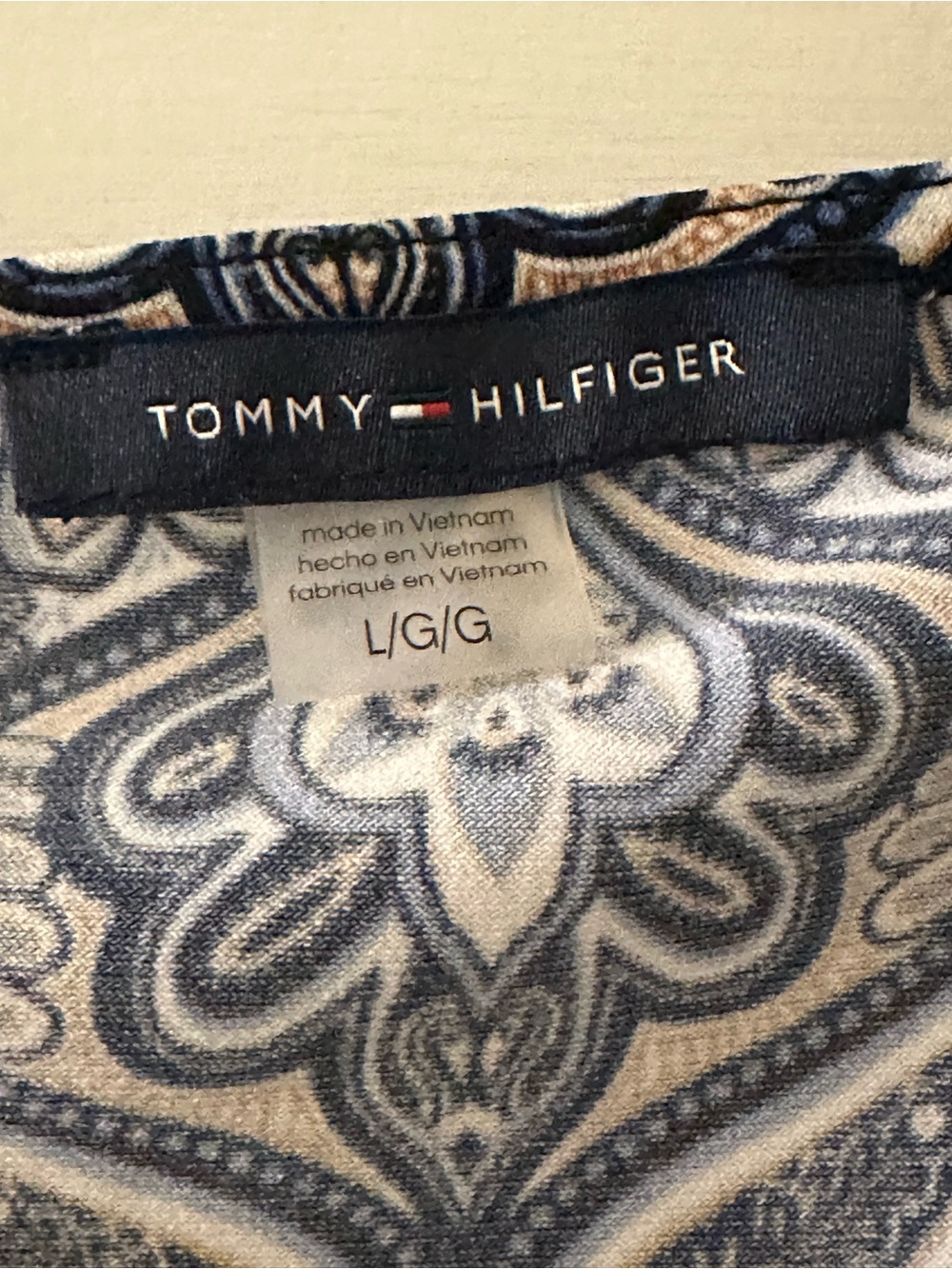 Tommy Hilfiger Navy and Cream Paisley Print Blouse